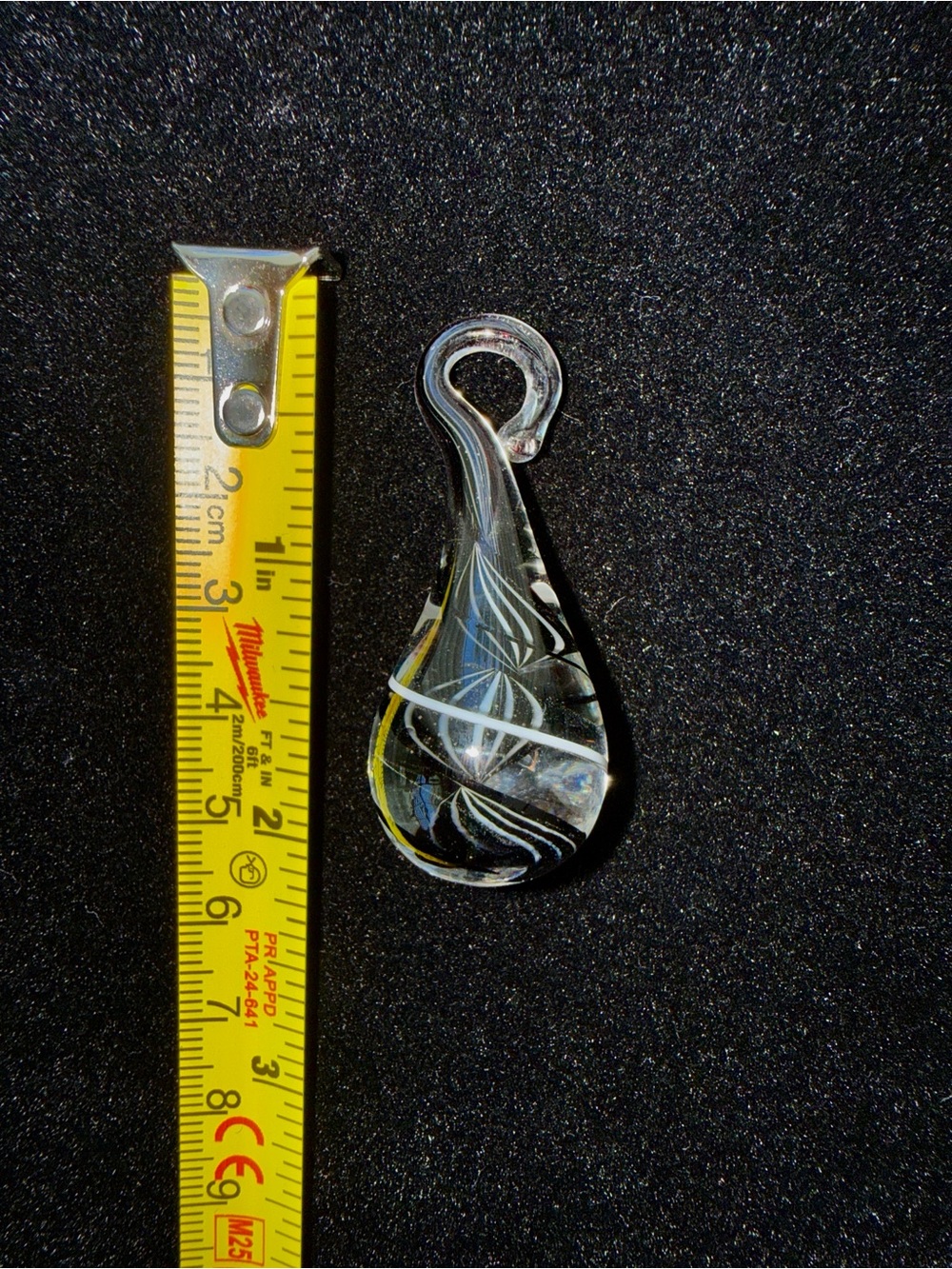 Glass Teardrop Pendant Necklace Charm - Clear, Black and White